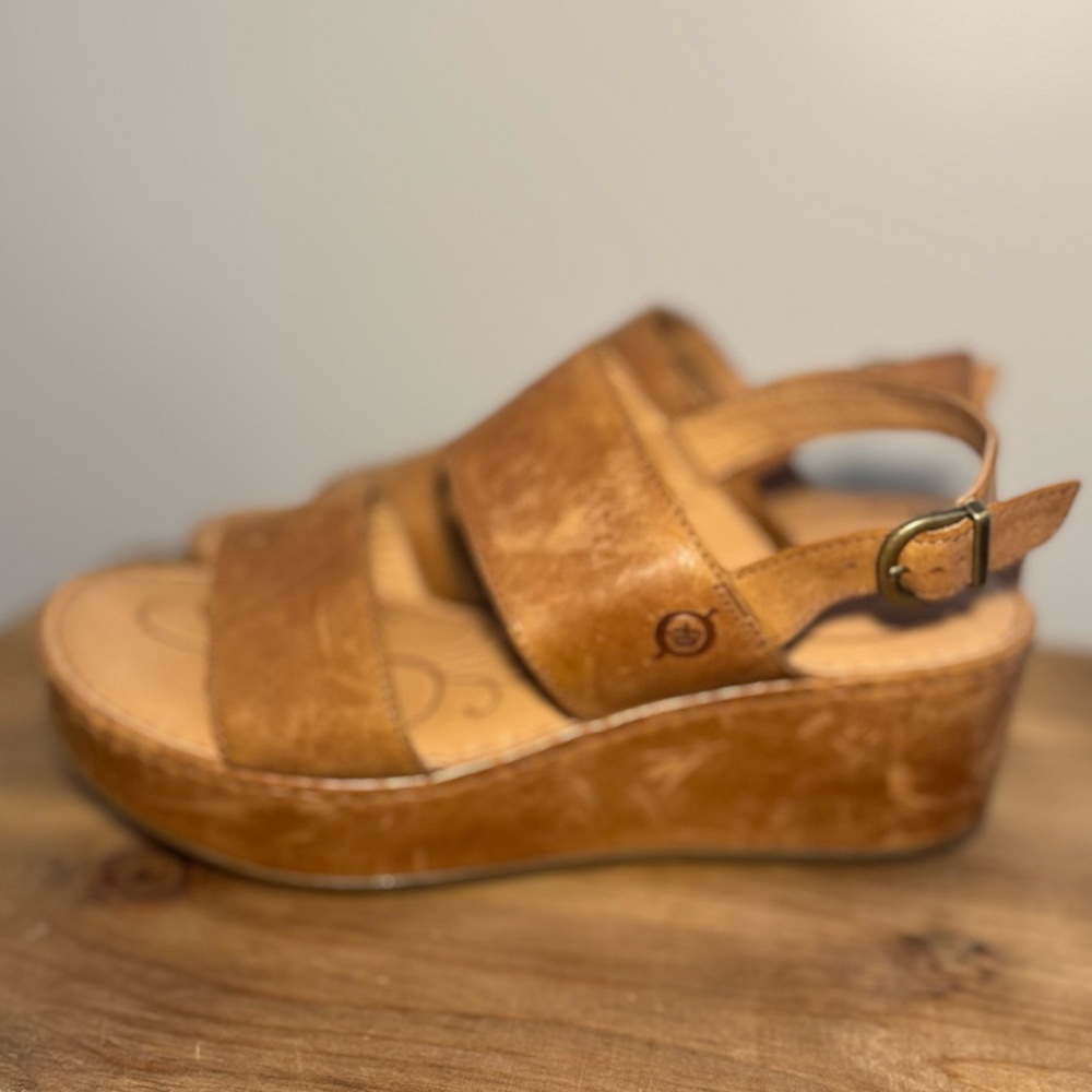 Born Silay Brown Leather Platform Comfortable Sli… - image 4